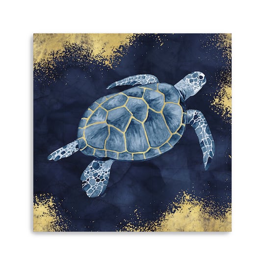 Deep Blue Sea VII Navy Gold Canvas Giclee